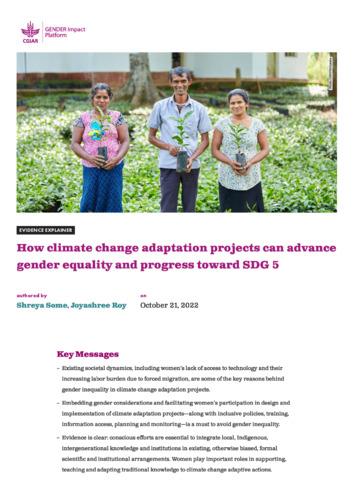 How climate change adaptation projects can advance gender equality and progress toward SDG 5