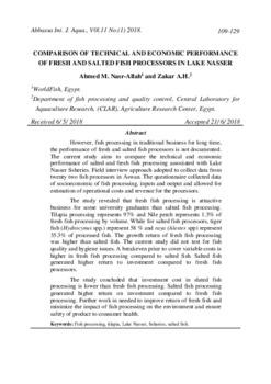 Comparison of technical and economic performance of fresh and salted fish processors in Lake Nasser