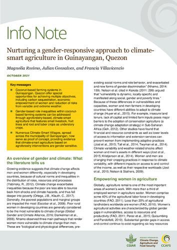 Nurturing a gender-responsive approach to climate-smart agriculture in Guinayangan, Quezon