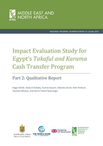 Impact evaluation study for Egypt's Takaful and Karama cash transfer program: Part 2: Qualitative Report