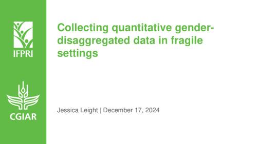 Collecting quantitative gender disaggregated data in fragile settings