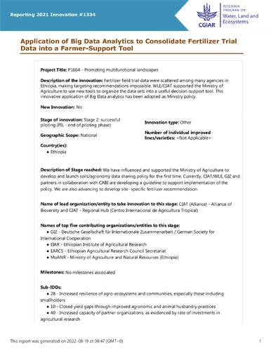 Application of Big Data Analytics to Consolidate Fertilizer Trial Data into a Farmer-Support Tool