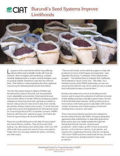 Burundi's seed systems improve livelihoods