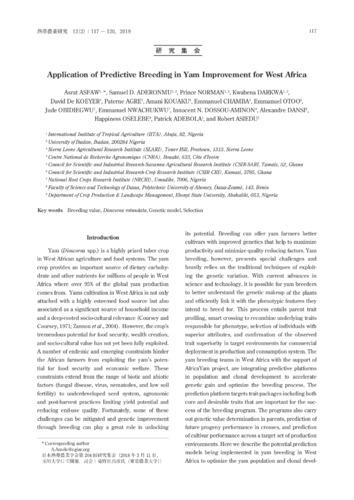 Application of predictive breeding in yam improvement for west Africa