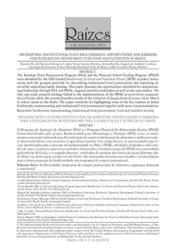 Diversifying institutional food procurement – opportunities and barriers for integrating biodiversity for food and nutrition in Brazil