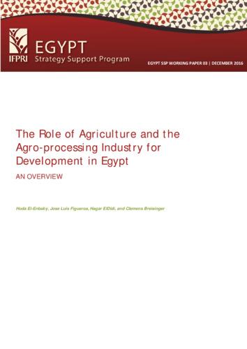 The role of agriculture and the agro-processing industry for development in Egypt: An overview