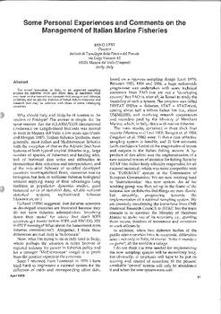 Some personal experiences and comments on the management of Italian marine fisheries