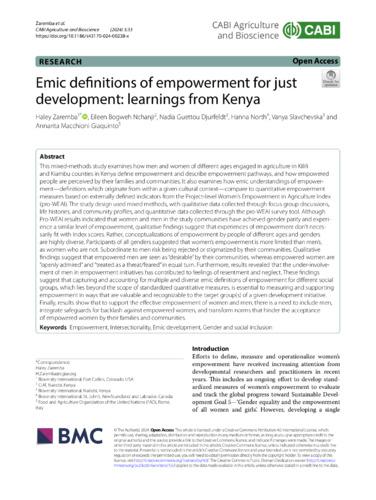 Emic definitions of empowerment for just development: learnings from Kenya