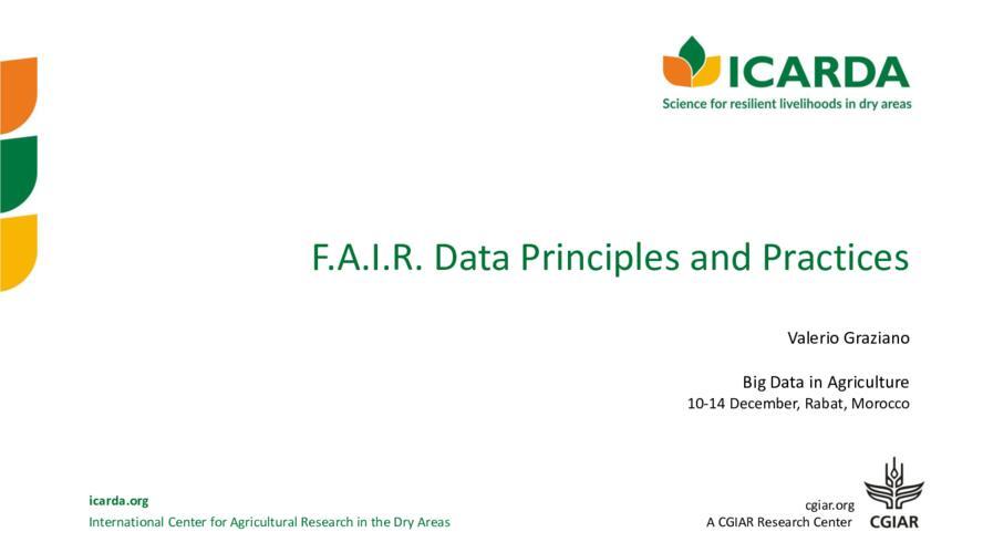 F.A.I.R. Data Principles and Practices