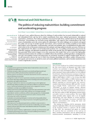 The politics of reducing malnutrition: Building commitment and accelerating progress