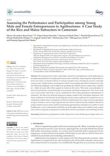 Assessing the performance and participation among young male and female entrepreneurs in agribusiness: a case study of the rice and maize subsectors in Cameroon