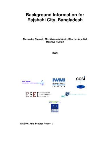 Background information for Rajshahi City, Bangladesh