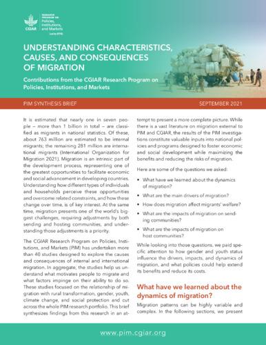 Understanding characteristics, causes, and consequences of migration: Contributions from the CGIAR Research Program on Policies, Institutions, and Markets