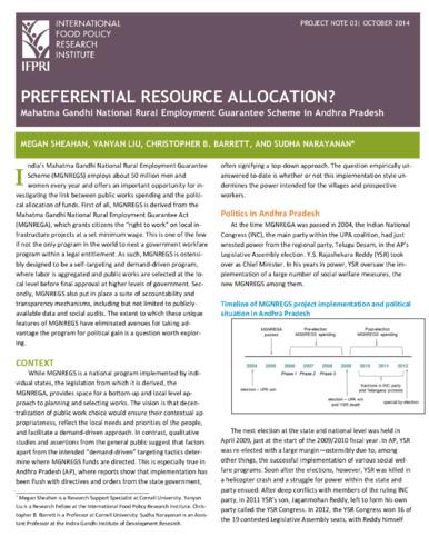 Preferential resource allocation? Mahatma Gandhi National Rural Employment Guarantee Scheme in Andhra Pradesh