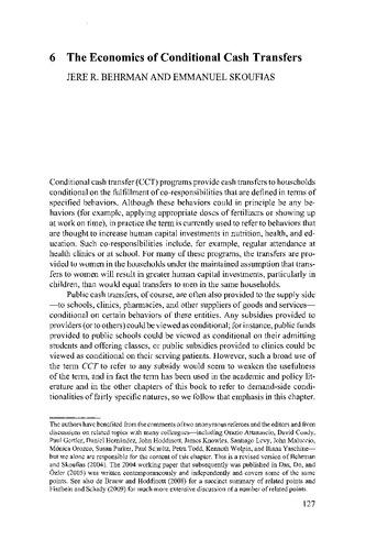The economics of conditional cash transfers