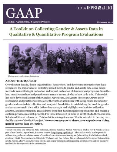 GAAP gender and assets toolkit