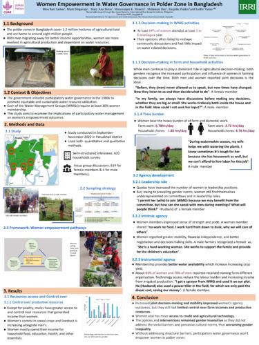 Women’s empowerment in water governance in Polder Zone in Bangladesh