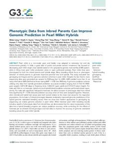 Phenotypic Data from Inbred Parents Can Improve Genomic Prediction in Pearl Millet Hybrids
