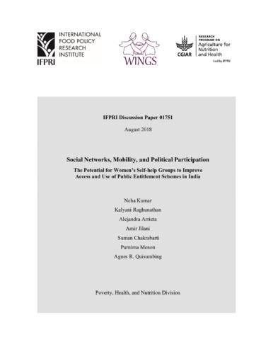 Social networks, mobility, and political participation: The potential for women’s self-help groups to improve access and use of public entitlement schemes in India