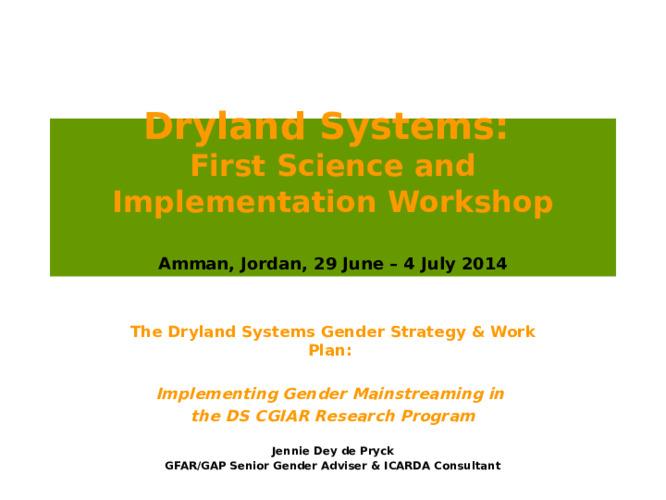 Implementing Gender Mainstreaming in the Dryland Systems CGIAR Research Program