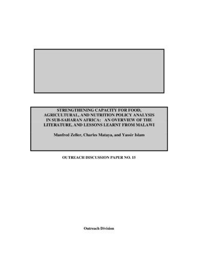 Strengthening capacity for food, agricultural, and nutrition policy analysis in Sub-Saharan Africa: an overview of the literature, and lessons learnt from Malawi