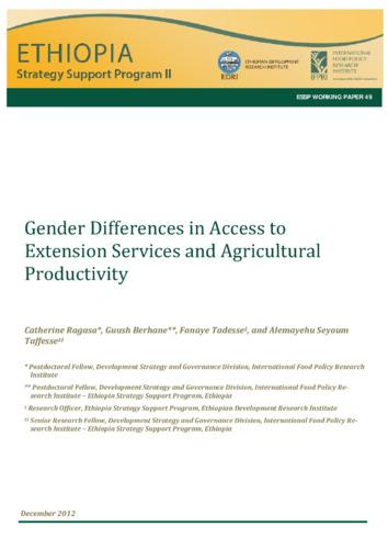 Gender differences in access to extension services and agricultural productivity