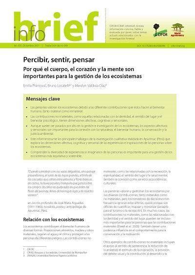 Percibir, sentir, pensar: Por qué el cuerpo, el corazón y la mente son importantes para la gestión de los ecosistemas