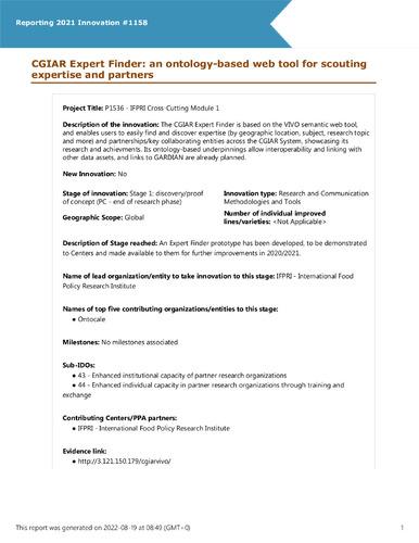 CGIAR Expert Finder: an ontology-based web tool for scouting expertise and partners
