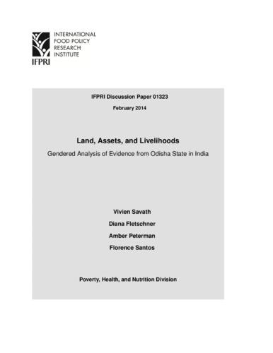 Land, assets, and livelihoods: Gendered analysis of evidence from Odisha State in India