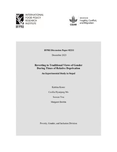 Reverting to traditional views of gender during times of relative deprivation: An experimental study in Nepal