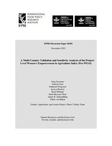 A multi-country validation and sensitivity analysis of the project level Women’s Empowerment in Agriculture Index (Pro-WEAI)