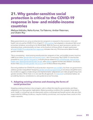 Why gender-sensitive social protection is critical to the COVID-19 response in low- and middle-income countries