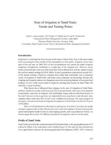 State of irrigation in Tamil Nadu: trends and turning points