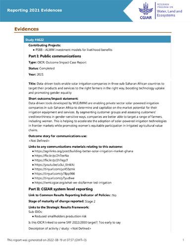 Data-driven tools enable solar irrigation companies in three sub-Saharan African countries to target their products and services to the right farmers in the right way, boosting technology uptake and promoting gender equality