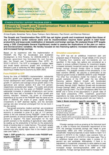 Ethiopia’s Growth and Transformation Plan: A CGE Analysis of Alternative Financing Options: Summary of ESSP Working Paper 30 (November 2011)