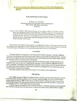 Costs and earnings of mini trawlers