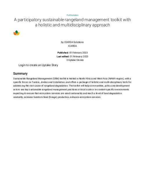 A participatory sustainable rangeland management toolkit with a holistic and multidisciplinary approach