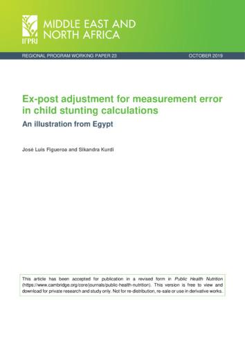 Ex-post adjustment for measurement error in child stunting calculations: An illustration from Egypt