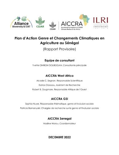 National action plan on gender, climate change and agriculture in Senegal