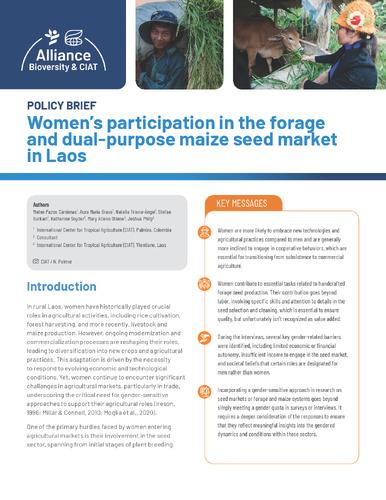 Women’s participation in the forage  and dual-purpose maize seed market  in Laos
