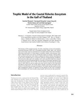 Trophic model of the coastal fisheries ecosystem in the Gulf of Thailand