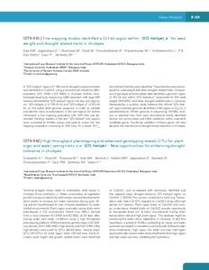 Fine mapping studies identified a 113 kb region within “QTL-hotspot_a” for seed weight and drought related traits in chickpea