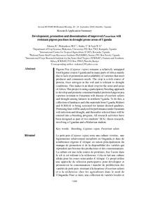 Development, promotion and dissemination of improved Fusarium wilt resistant pigeon pea lines in drought prone areas of Uganda