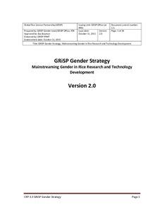 CGIAR Research Program on Rice (GRiSP) - Gender Strategy