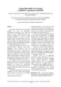 Content reusability in eLearning - ICRISAT’s experiments with LMS