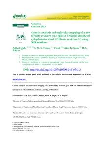 Genetic analysis and molecular mapping of a new fertility restorer gene Rf8 for Triticum timopheevi cytoplasm in wheat (Triticum aestivum L.) using SSR markers
