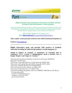 Highly informative genic and genomic SSR markers to facilitate molecular breeding in cultivated groundnut (Arachis hypogaea)