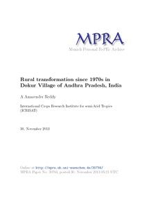 Rural transformation since 1970s in Dokur Village of Andhra Pradesh, India
