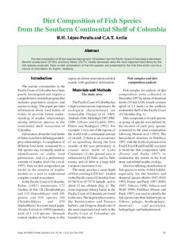 Diet composition of fish species from the southern continental shelf of Colombia