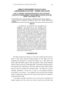 Genetic improvement of Nile tilapia (Oreochromis Niloticus): present and future